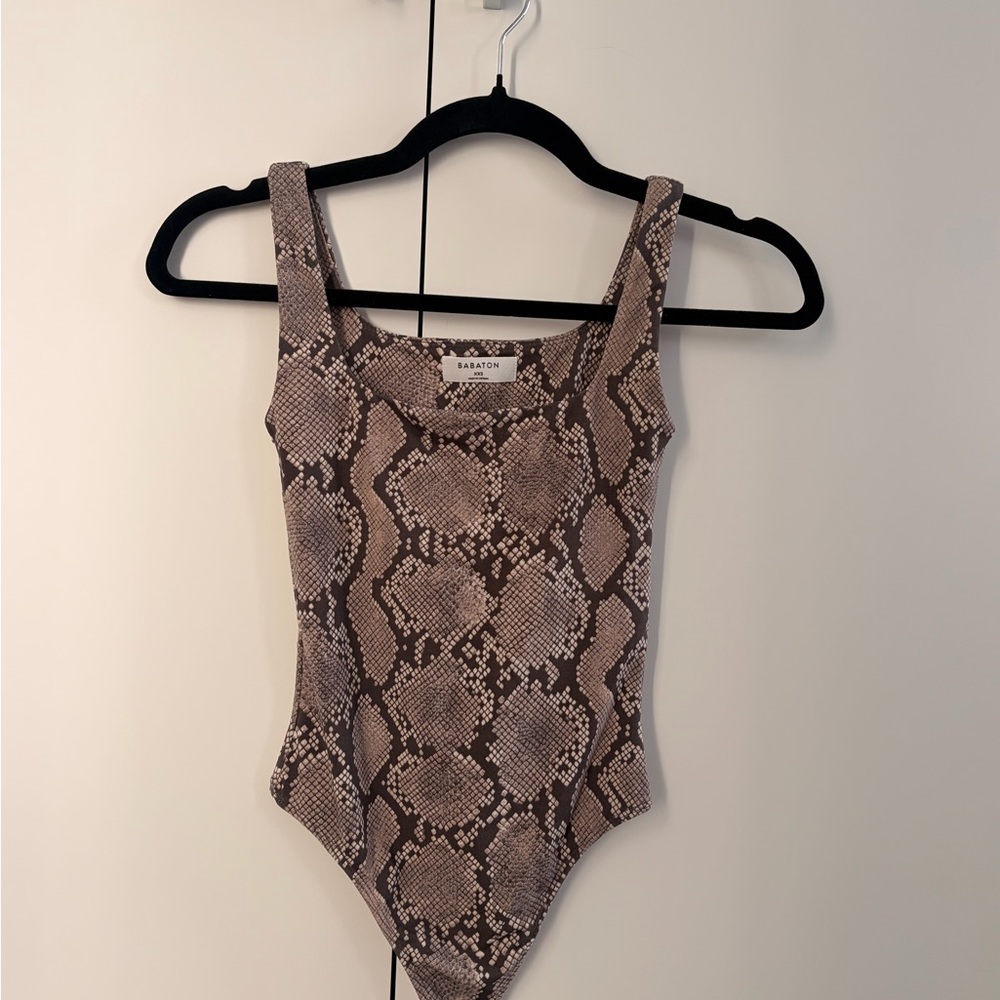 Babaton Snake Print Bodysuit - Brown Taupe